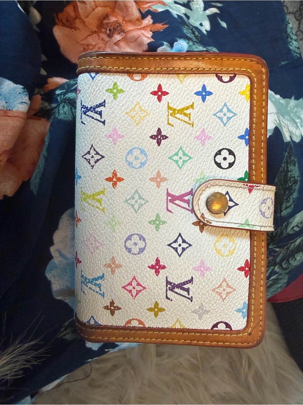 Louis Vuitton Multicolor Monogram White Canvas Wallet with Brown Trim - Picture 13 of 16